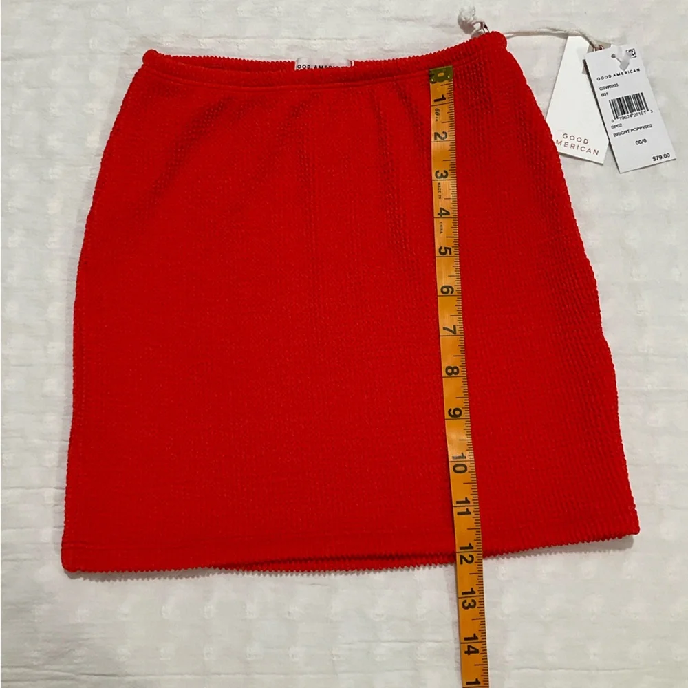 NEW! Good American Always Fits Bright Poppy Stretchy Textured Mini Skirt Size 0
